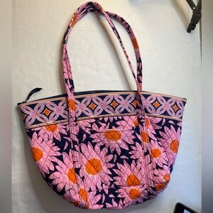Vera‎ Bradley Satchel Shoulder Bag Retired Loves Me Pink Sunflowers Zipper Top